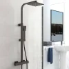 AICA Sanitaire AICA colonne de douche thermostatique noir mat avec douche de tête carrée 20X20cm, réglable en hauteur 730-1150mm