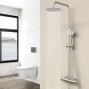 AICA Sanitaire AICA Colonne de douche thermostatique, Acier inoxydable Pomme 200mm+Douchette 3 jets, Chromé