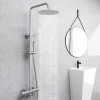 AICA Sanitaire AICA colonne de douche thermostatique avec douche de tête ronde de 250 mm, douchette à main 3 fonctions, hauteur réglable
