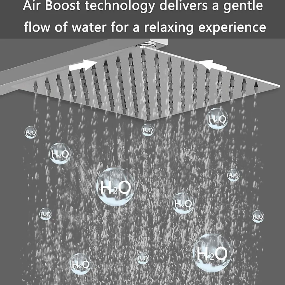 Colonne De Douche Thermostatique|AICA Sanitaire AICA colonne de douche thermostatique avec pomme de tête,Carré, douchette et flexible,effet chromé