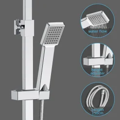 Colonne De Douche Thermostatique|AICA Sanitaire AICA colonne de douche thermostatique avec pomme de tête,Carré, douchette et flexible,effet chromé
