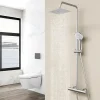 Colonne De Douche Thermostatique|AICA Sanitaire AICA colonne de douche thermostatique en laiton, douche de tête carrée, 3 jets