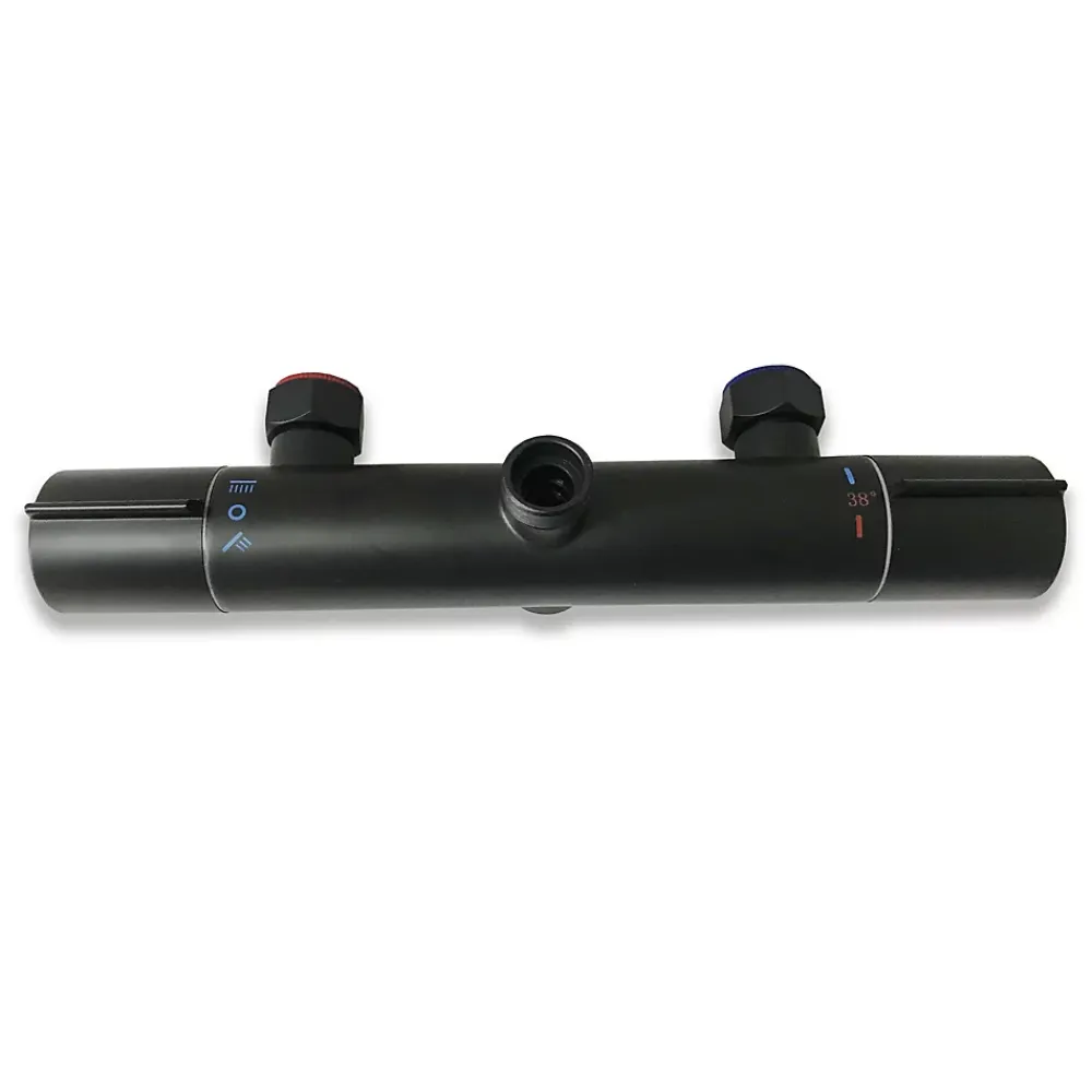 Colonne De Douche Thermostatique|AICA Sanitaire AICA colonne de douche thermostatique noir mat avec douche de tête carrée, réglable selon plusieurs modes, réglable en hauteur