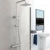 AICA Sanitaire AICA colonne de douche thermostatique en laiton, douche de tête carrée, 3 jets