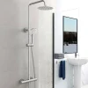 AICA Sanitaire AICA Colonne de douche thermostatique chromée, avec douche de tête ronde et douchette à main réglable en plusieurs modes