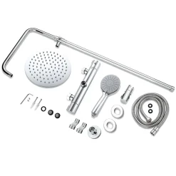 AICA Sanitaire AICA Colonne de douche thermostatique chromée, avec douche de tête ronde et douchette à main réglable en plusieurs modes