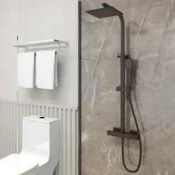 Colonne De Douche Thermostatique|AICA Sanitaire AICA colonne de douche thermostatique 200mm, kit carré noir