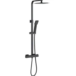 AICA Sanitaire AICA colonne de douche thermostatique avec pomme de tête, douchette et flexible,noir mat
