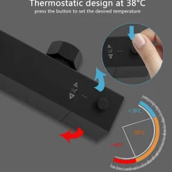 AICA Sanitaire AICA colonne de douche thermostatique noir mat avec douche de tête carrée 20X20cm, réglable en hauteur 730-1150mm