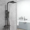 AICA Sanitaire AICA colonne de douche thermostatique noir mat avec douche de tête carrée 20X20cm, réglable en hauteur 730-1150mm