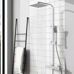 Colonne De Douche Thermostatique|AICA Sanitaire AICA colonne de douche thermostatique avec pomme de tête, douchette et flexible,effet chromé