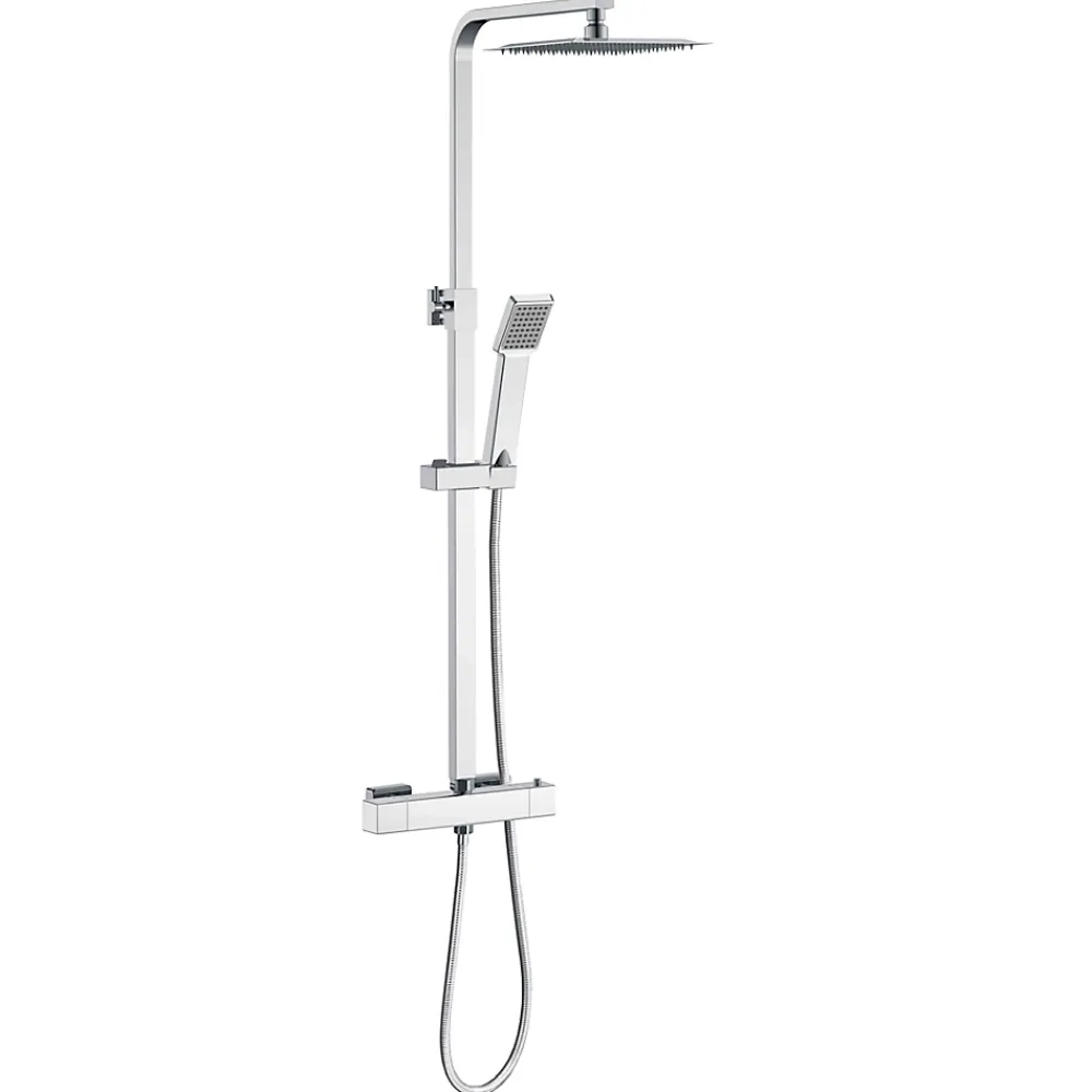 Colonne De Douche Thermostatique|AICA Sanitaire AICA colonne de douche thermostatique avec pomme de tête, douchette et flexible,effet chromé
