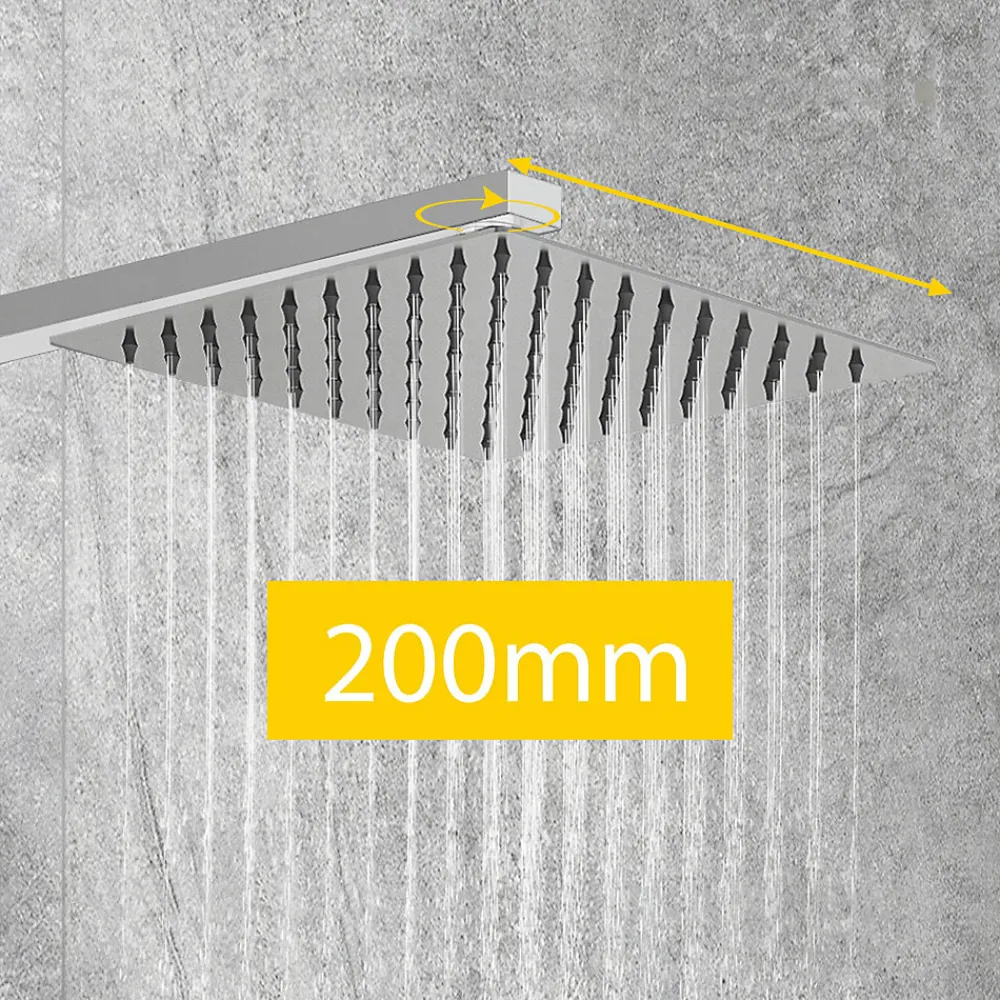 Colonne De Douche Thermostatique|AICA Sanitaire AICA colonne de douche thermostatique noir mat avec douche de tête carrée 20X20cm, réglable en hauteur 730-1150mm
