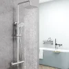 Colonne De Douche Thermostatique|AICA Sanitaire AICA Colonne de douche thermostatique, Acier inoxydable Pomme 200mm+Douchette 3 jets, Chromé
