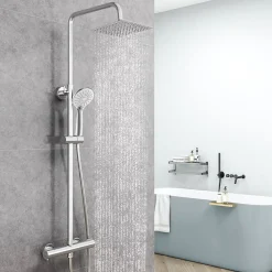 Colonne De Douche Thermostatique|AICA Sanitaire AICA Colonne de douche thermostatique, Acier inoxydable Pomme 200mm+Douchette 3 jets, Chromé