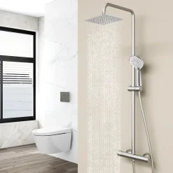 AICA Sanitaire AICA colonne de douche thermostatique en laiton, douche de tête carrée, 3 jets