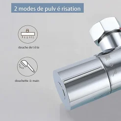 AICA Sanitaire AICA colonne de douche thermostatique en laiton, douche de tête carrée, 3 jets