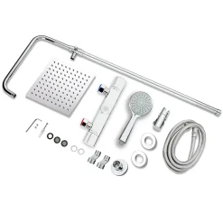 AICA Sanitaire AICA colonne de douche thermostatique en laiton, douche de tête carrée, 3 jets