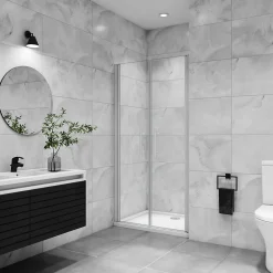AICA Sanitaire AICA porte de douche battante 90x180cm profilé blanc en 5mm verre anticalcaire Hauteur 180cm Installation en niche