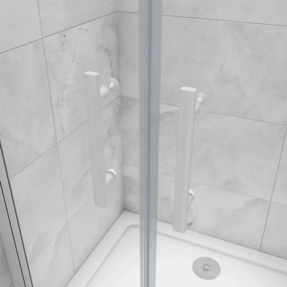 AICA Sanitaire AICA porte de douche battante 90x180cm profilé blanc en 5mm verre anticalcaire Hauteur 180cm Installation en niche