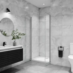 Porte De Douche|AICA Sanitaire AICA porte de douche battante 80x180cm profilé blanc en 5mm verre anticalcaire Hauteur 180cm Installation en niche