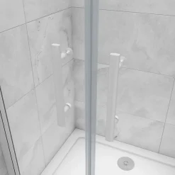 Porte De Douche|AICA Sanitaire AICA porte de douche battante 80x180cm profilé blanc en 5mm verre anticalcaire Hauteur 180cm Installation en niche