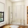 AICA Sanitaire Aica Porte De Douche Battante 150x197cm Porte Battante Avec 2 éléments Fixes En 6mm Verre Anticalcaire