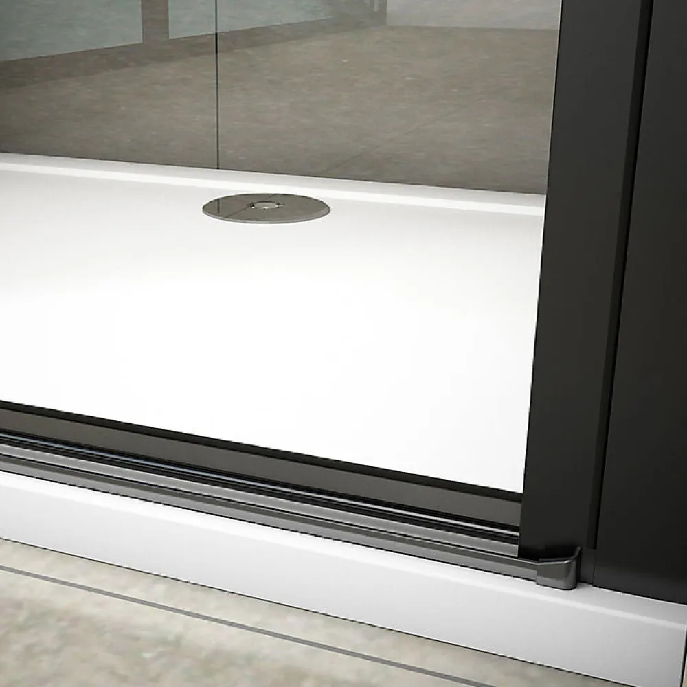 AICA Sanitaire Aica Porte De Douche Battante Noir Mat 90x200cm En 8mm Verre Anticalcaire