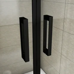AICA Sanitaire Aica Porte De Douche Battante Noir Mat 90x200cm En 8mm Verre Anticalcaire