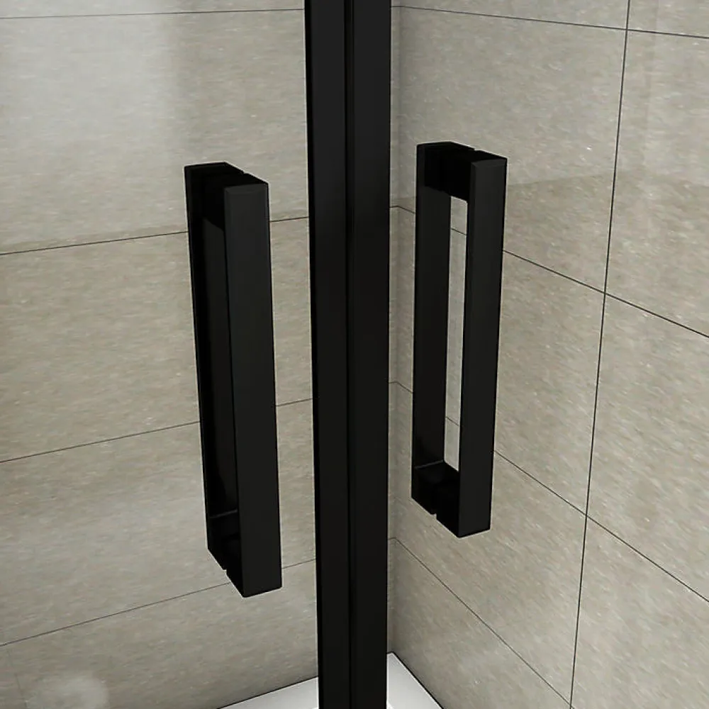 AICA Sanitaire Aica Porte De Douche Battante Noir Mat 90x200cm En 8mm Verre Anticalcaire