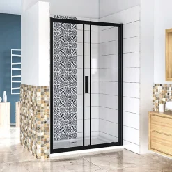 AICA Sanitaire Aica Porte De Douche Noir Mat 160x195cm Porte De Douche Avec L'amortisseur Porte Coulissante En 8mm Verre Anticalcaire