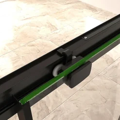 AICA Sanitaire Aica Porte De Douche Noir Mat 160x195cm Porte De Douche Avec L'amortisseur Porte Coulissante En 8mm Verre Anticalcaire