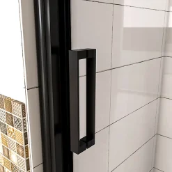AICA Sanitaire Aica Porte De Douche Noir Mat 160x195cm Porte De Douche Avec L'amortisseur Porte Coulissante En 8mm Verre Anticalcaire