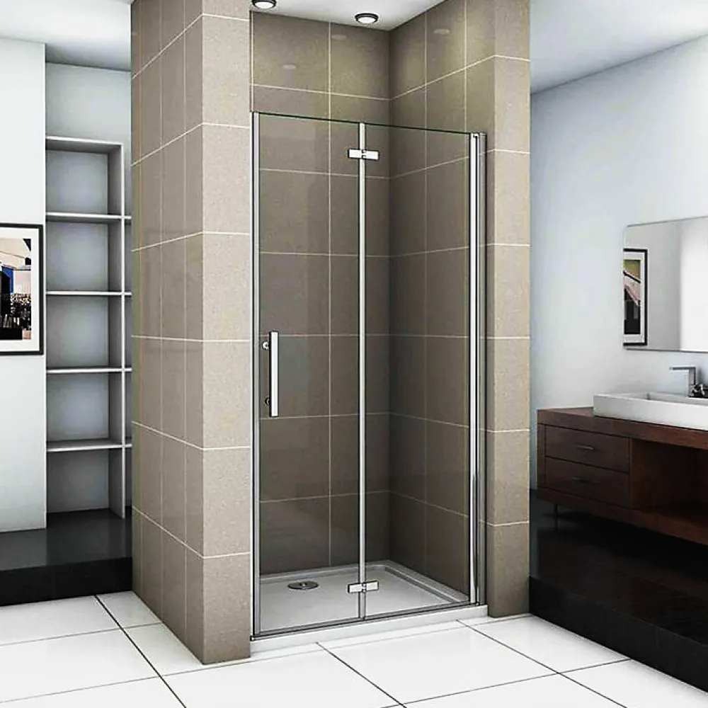 Porte De Douche|AICA Sanitaire Aica Porte De Douche Pivotante Et Pliante 76cm Verre Trempé Anticalcaire Hauteur 185cm