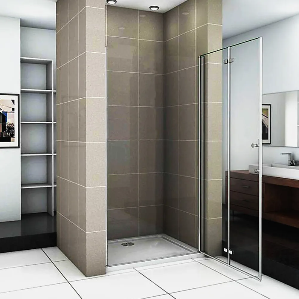 Porte De Douche|AICA Sanitaire Aica Porte De Douche Pivotante Et Pliante 76cm Verre Trempé Anticalcaire Hauteur 185cm