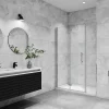 Porte De Douche|AICA Sanitaire AICA porte de douche pivotante 100x185cm porte de douche pliante avec un élément fixe en 6mm verre anticalcaire