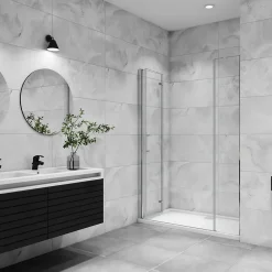 Porte De Douche|AICA Sanitaire AICA porte de douche pivotante 100x185cm porte de douche pliante avec un élément fixe en 6mm verre anticalcaire