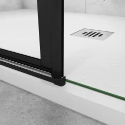 Porte De Douche|AICA Sanitaire AICA porte de douche pivotante 120x200cm avec un élément fixe Porte de douche noire Hauteur 200cm en 8mm verre anticalcaire