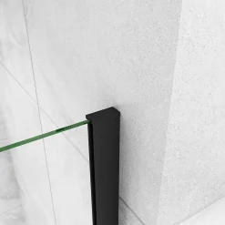 Porte De Douche|AICA Sanitaire AICA porte de douche pivotante 120x200cm avec un élément fixe Porte de douche noire Hauteur 200cm en 8mm verre anticalcaire