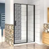 AICA Sanitaire Aica porte de douche pivotante 100x185cm noir mat en 6mm verre anticalcaire installation en niche