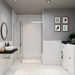 AICA Sanitaire AICA porte de douche 100x185cm en verre anticalcaire 2 verres mobile et un verre fixé