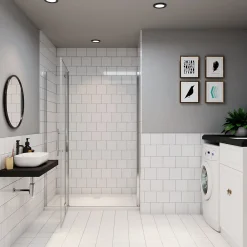 AICA Sanitaire AICA porte de douche 100x185cm en verre anticalcaire 2 verres mobile et un verre fixé