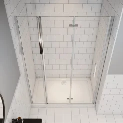 AICA Sanitaire AICA porte de douche 100x185cm en verre anticalcaire 2 verres mobile et un verre fixé