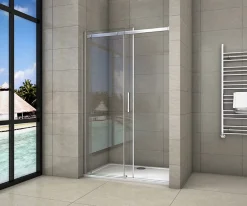 Porte De Douche|AICA Sanitaire Aica Porte De Douche 150x195cm Coulissante En Niche En 8mm Verre Anticalcaire
