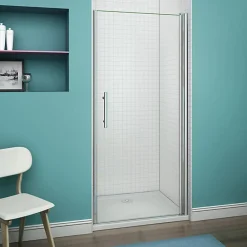 AICA Sanitaire Aica 80x187cm Porte Pivotante Porte De Douche Paroi De Douche En Niche Verre Anticalcaire