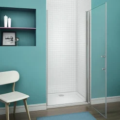 AICA Sanitaire Aica 80x187cm Porte Pivotante Porte De Douche Paroi De Douche En Niche Verre Anticalcaire