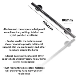 Aidapt VY476P - Barre d'appui droite en acier inoxydable finition polie