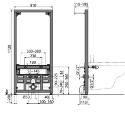 Alca Bâti support pour bidet suspendu (A105/1120)
