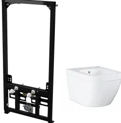 Vitra Alca Pack Bâti support pour bidet suspendu + Bidet suspendu Grohe, blanc alpin (SetBidetGrohe-1)