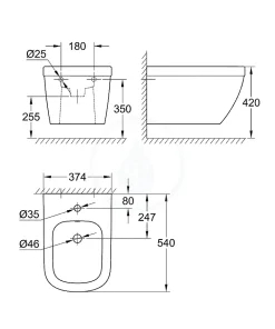 Vitra Alca Pack Bâti support pour bidet suspendu + Bidet suspendu Grohe, blanc alpin (SetBidetGrohe-1)